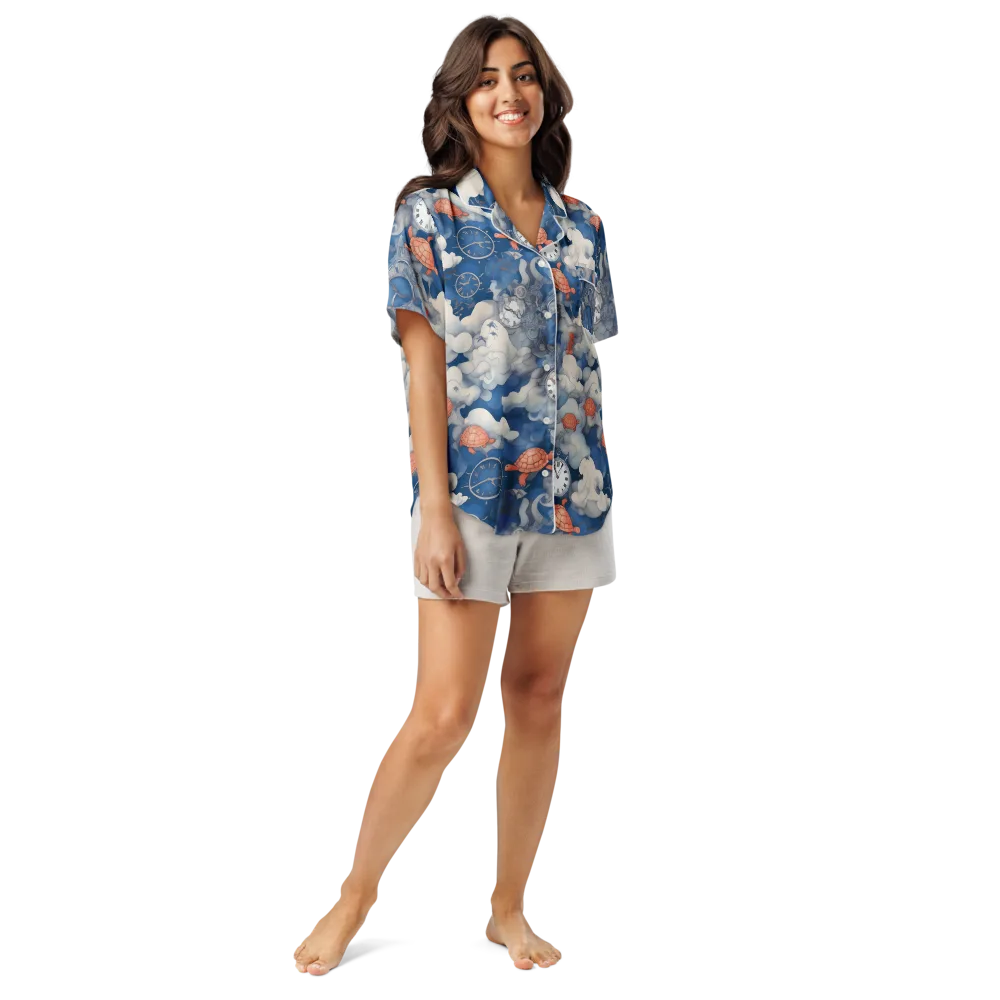 Chronicle of Turtles on Women's Short Sleeve Pajama Top — Front