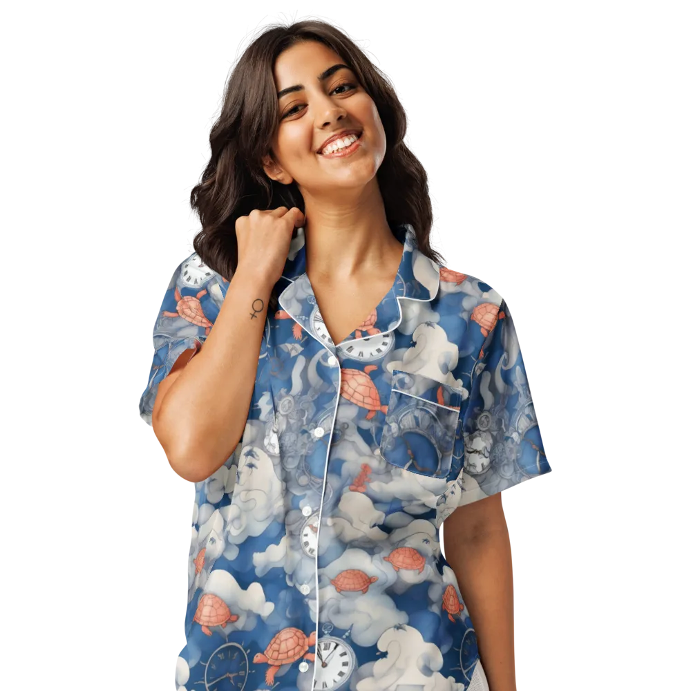 Chronicle of Turtles on Women's Short Sleeve Pajama Top — Front