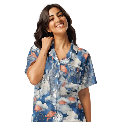 Chronicle of Turtles on a Women's Short Sleeve Pajama Top