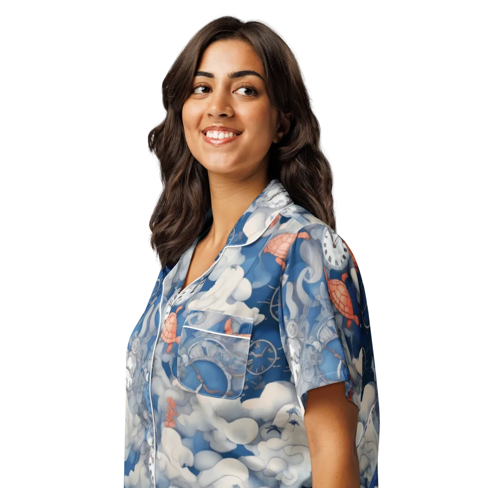 Chronicle of Turtles on Women's Short Sleeve Pajama Top — Left Front