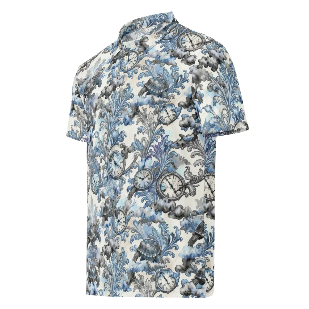 Tortoise Timepiece on Men's Slim Fit Polo Shirt — Left Front