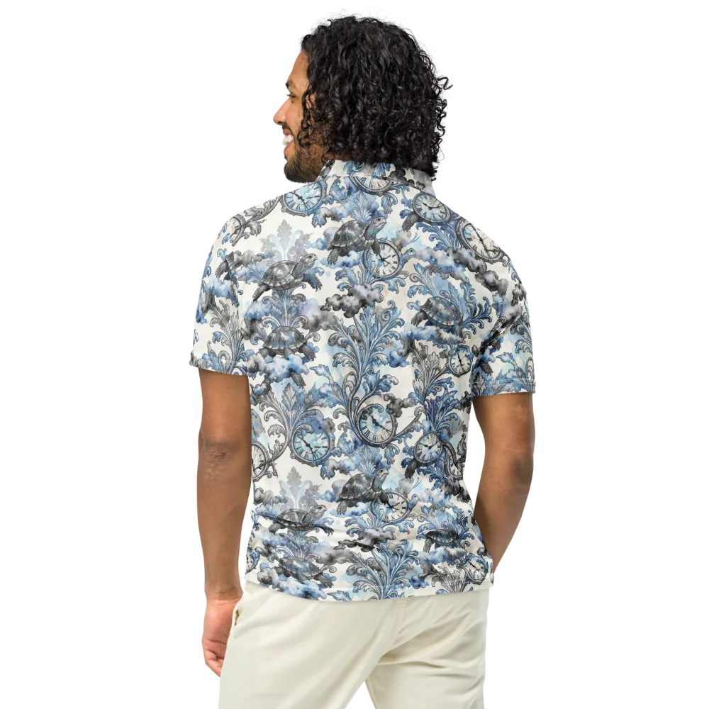 Tortoise Timepiece on Men's Slim Fit Polo Shirt — Back