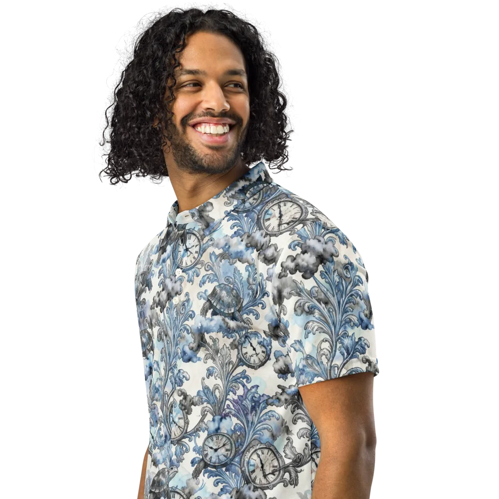 Tortoise Timepiece on Men's Slim Fit Polo Shirt — Left Front