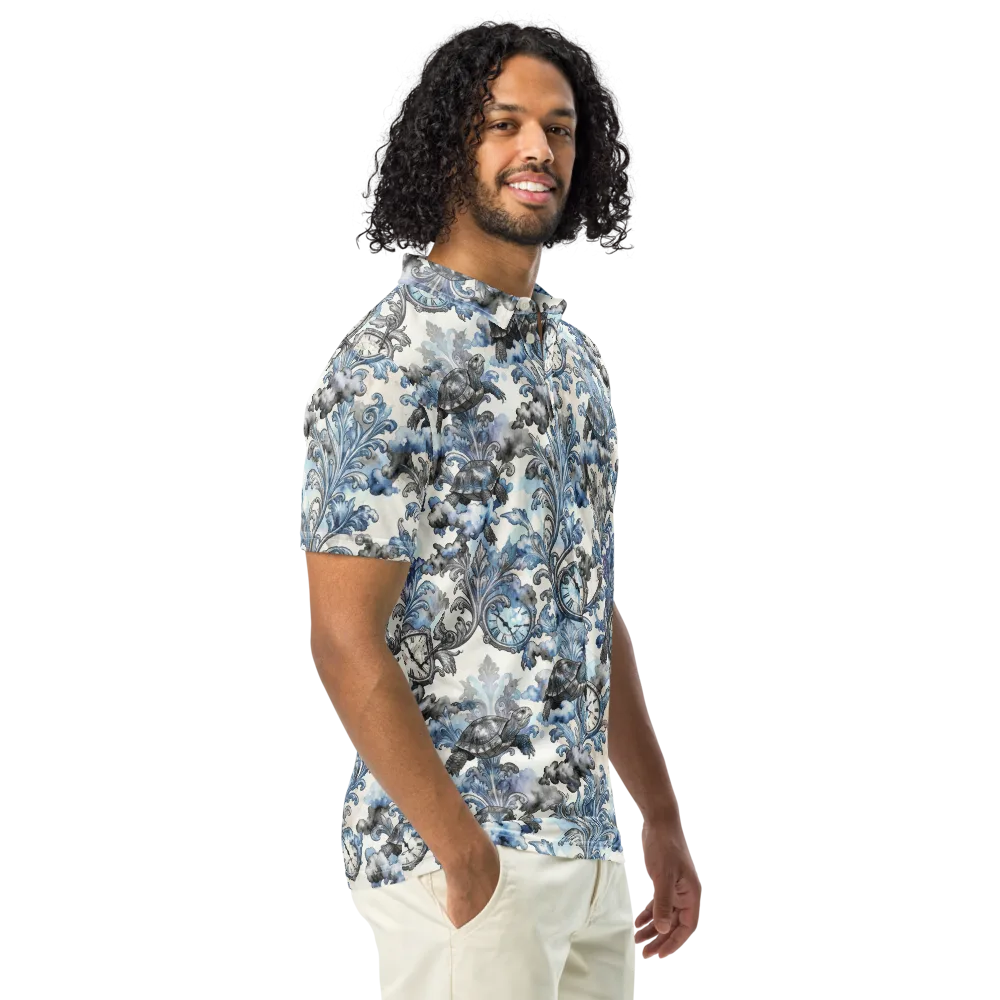 Tortoise Timepiece on Men's Slim Fit Polo Shirt — Right Front