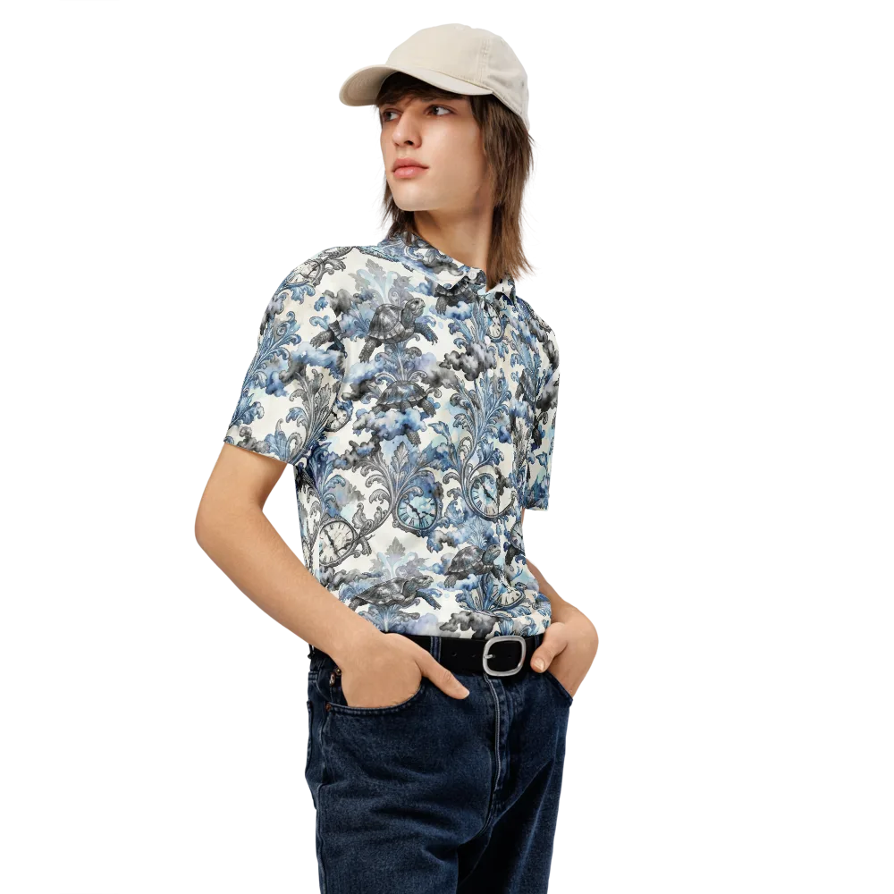 Tortoise Timepiece on Men's Slim Fit Polo Shirt — Right Front