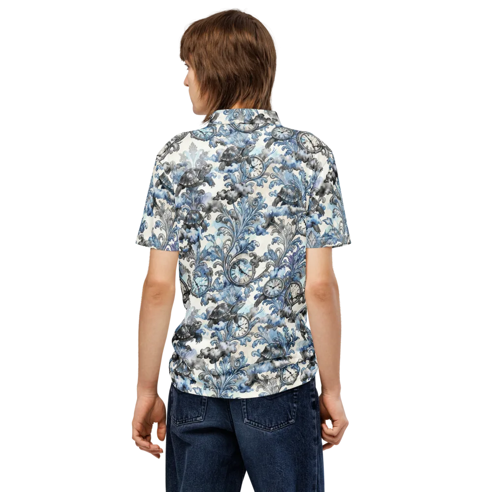 Tortoise Timepiece on Men's Slim Fit Polo Shirt — Back