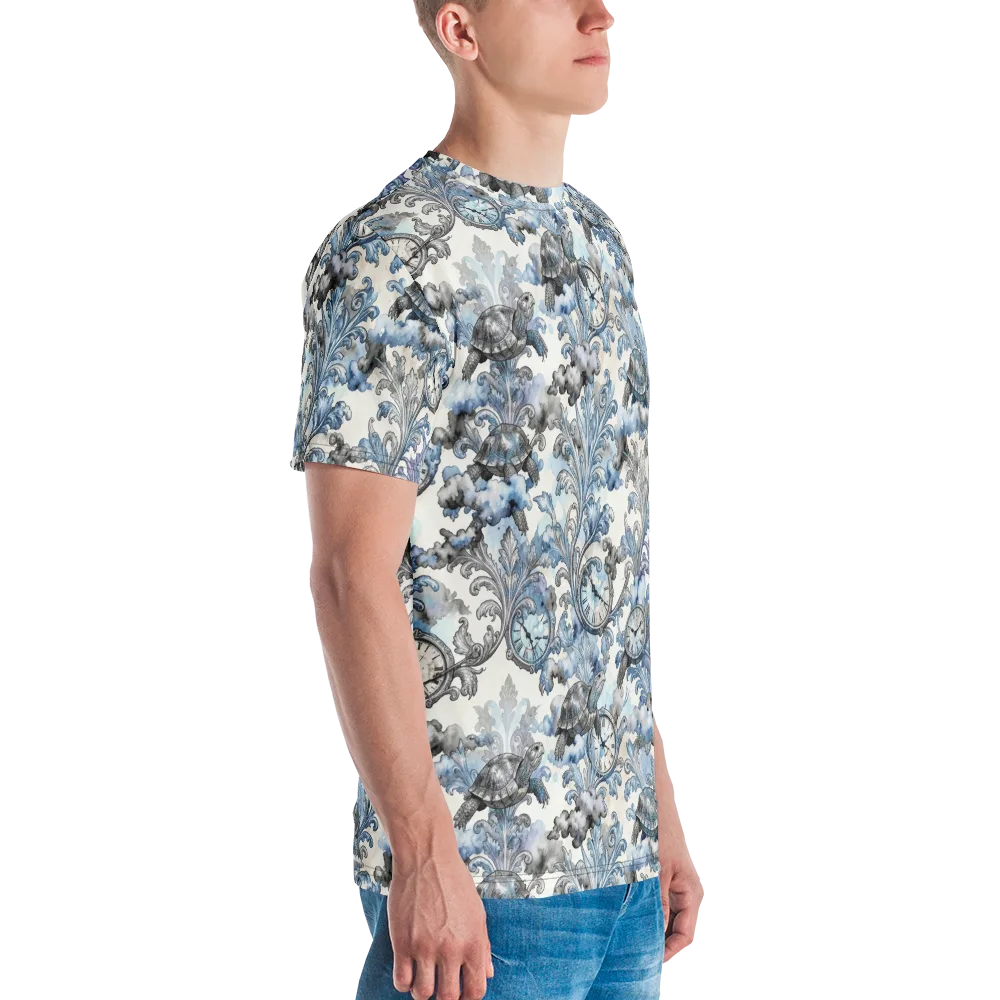 Tortoise Timepiece on Men's Crew Neck T-Shirt — Right