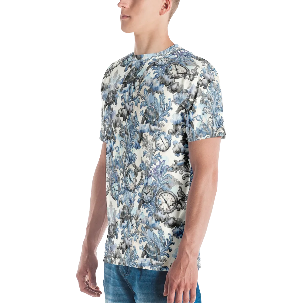Tortoise Timepiece on Men's Crew Neck T-Shirt — Left
