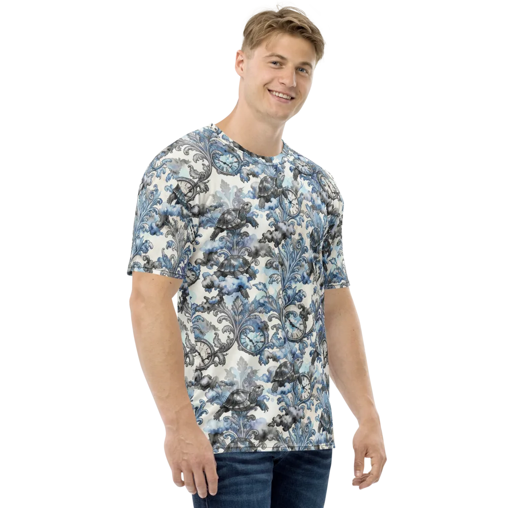 Tortoise Timepiece on Men's Crew Neck T-Shirt — Right