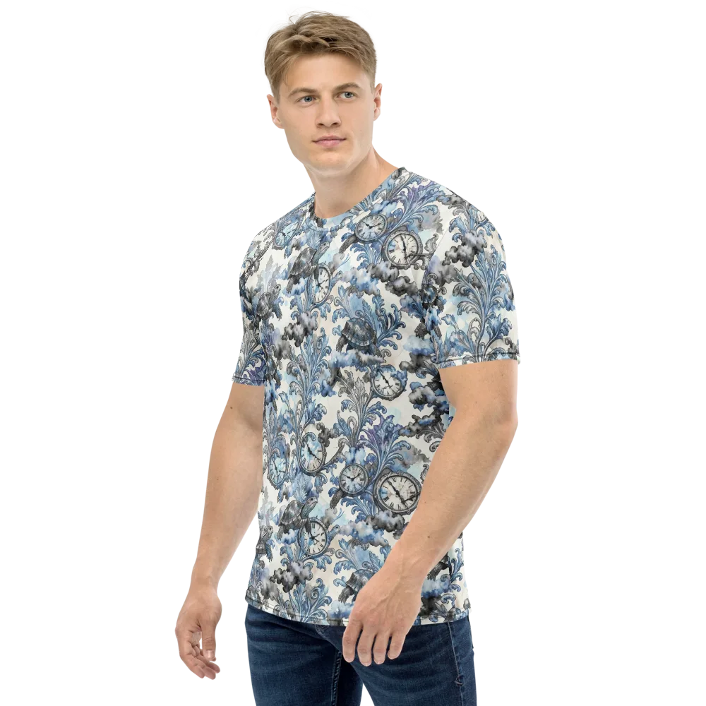 Tortoise Timepiece on Men's Crew Neck T-Shirt — Left