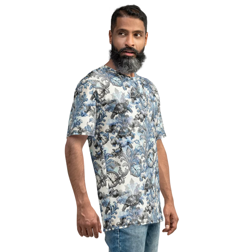 Tortoise Timepiece on Men's Crew Neck T-Shirt — Right