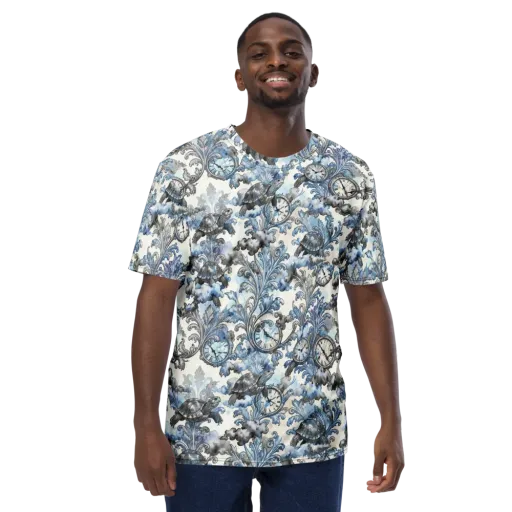 Tortoise Timepiece on a Men's Crew Neck T-Shirt