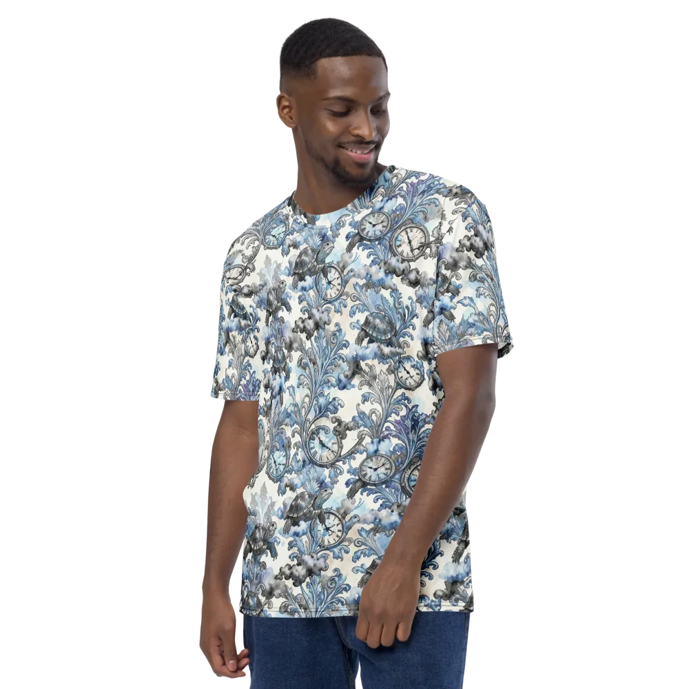 Tortoise Timepiece on Men's Crew Neck T-Shirt — Left