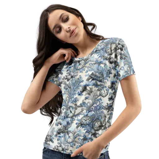 Tortoise Timepiece on a Women's Crew Neck T-Shirt