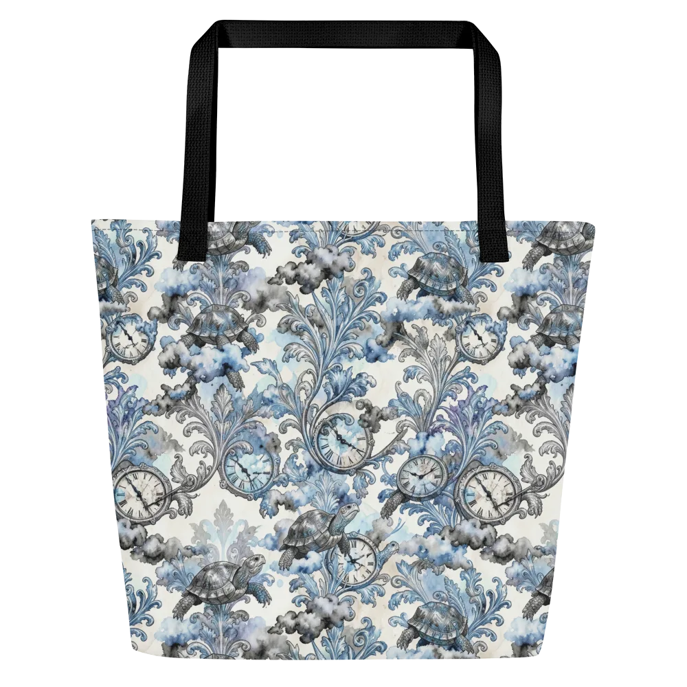 Tortoise Timepiece on Large Tote Bag W/ Pocket — Front