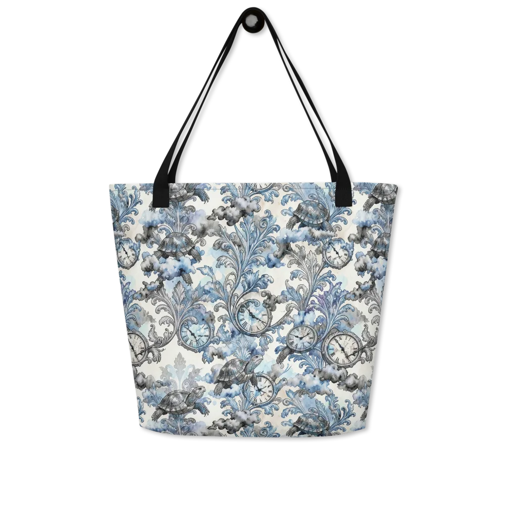 Tortoise Timepiece on Large Tote Bag W/ Pocket — Front