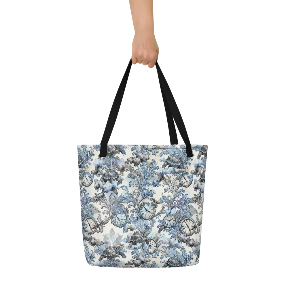 Tortoise Timepiece on Large Tote Bag W/ Pocket — Front