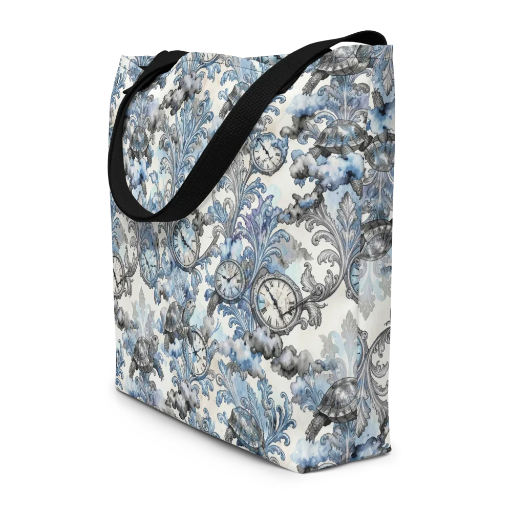 Tortoise Timepiece on Large Tote Bag W/ Pocket — Front