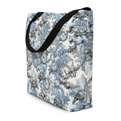 Tortoise Timepiece on a Large Tote Bag W/ Pocket
