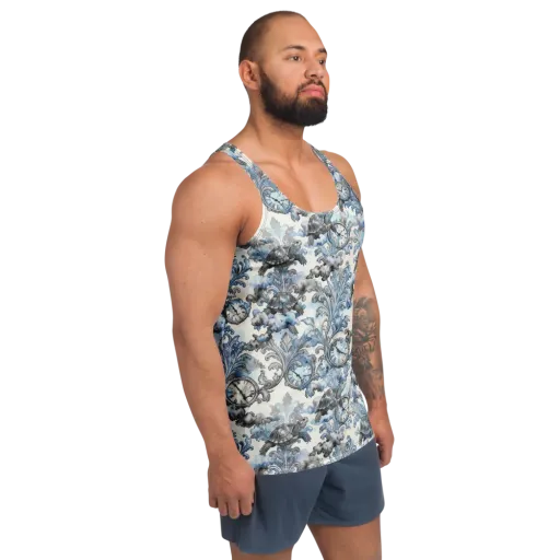 Tortoise Timepiece on a Men's Tank Top