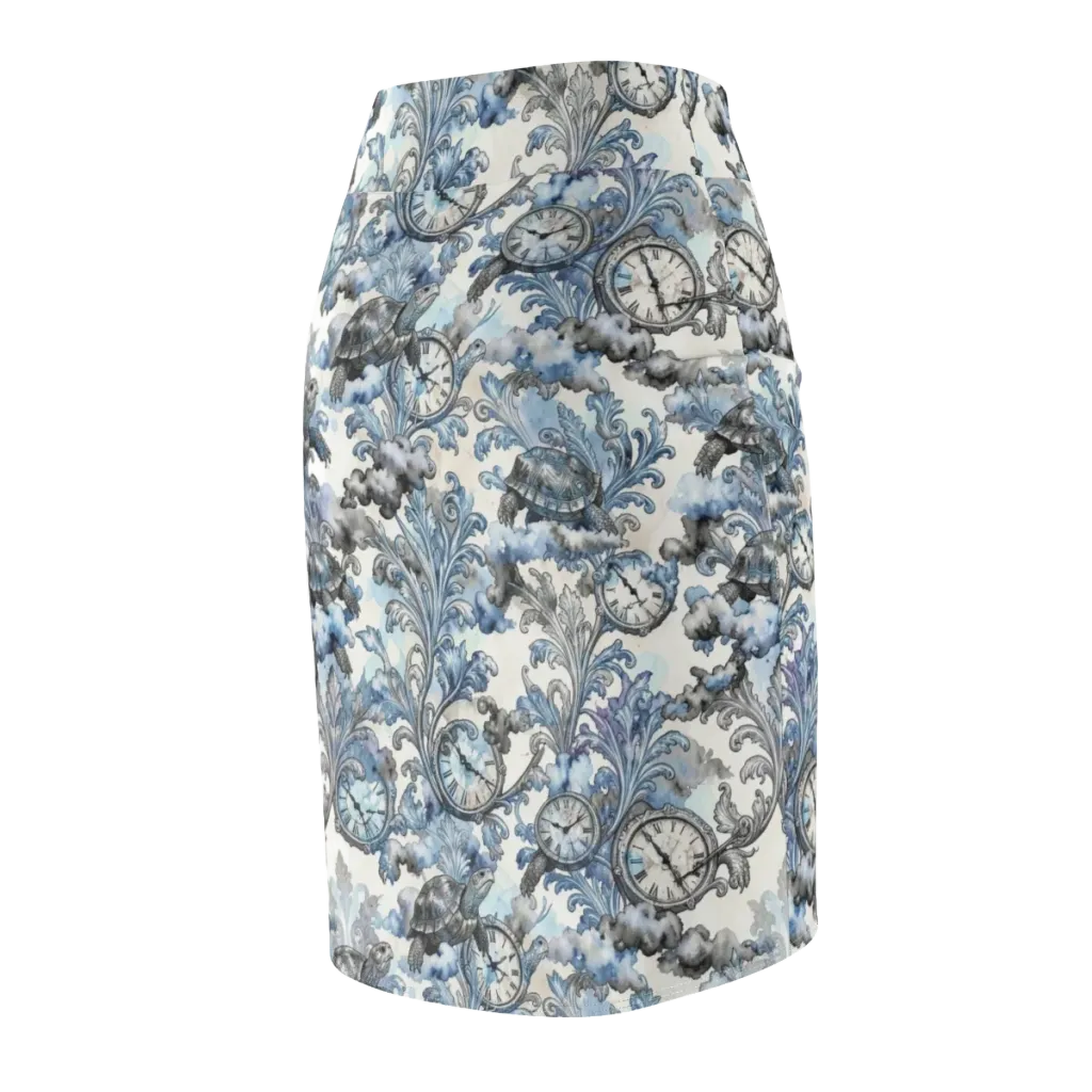 Tortoise Timepiece on Pencil Skirt — Back Side