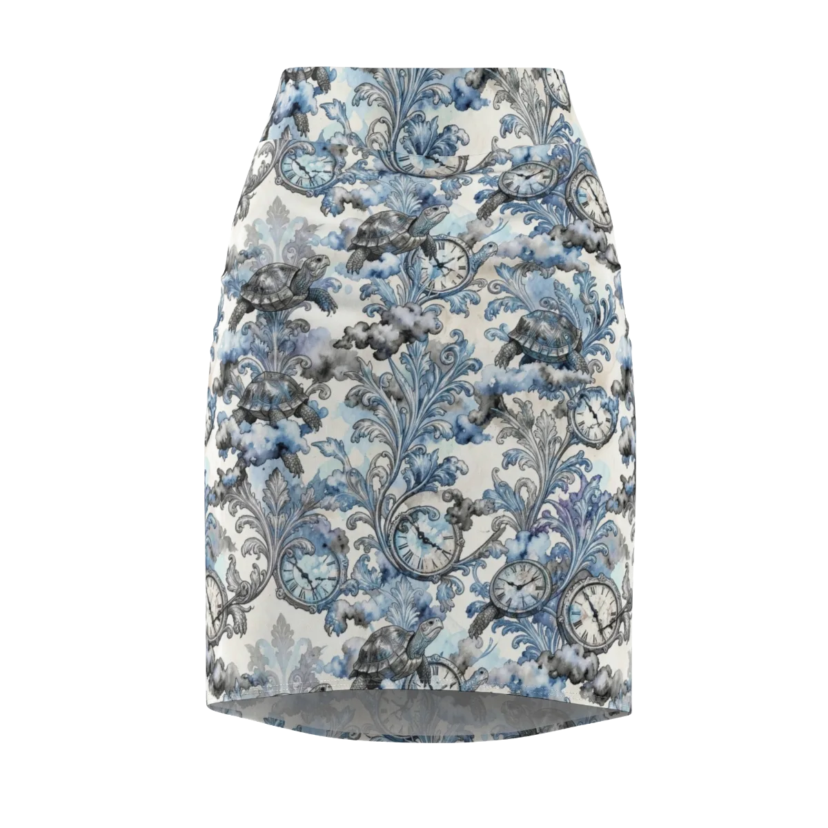 Tortoise Timepiece on Pencil Skirt — Front