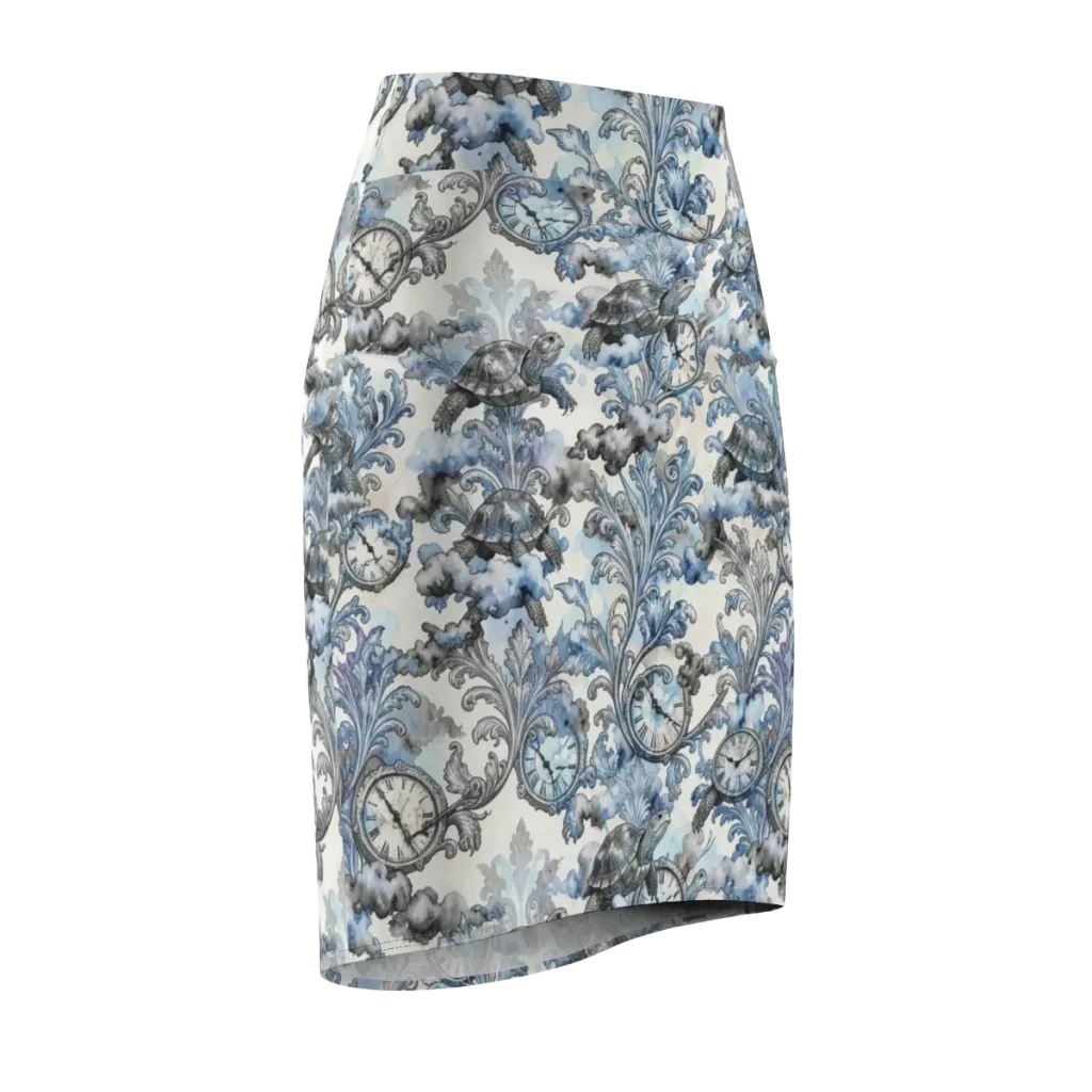 Tortoise Timepiece on Pencil Skirt — Front Side