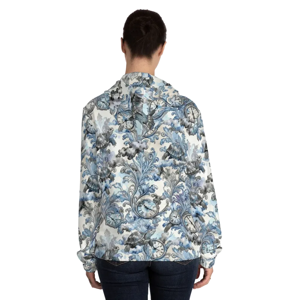 Tortoise Timepiece on Women's Full-Zip Hoodie — Back On Person