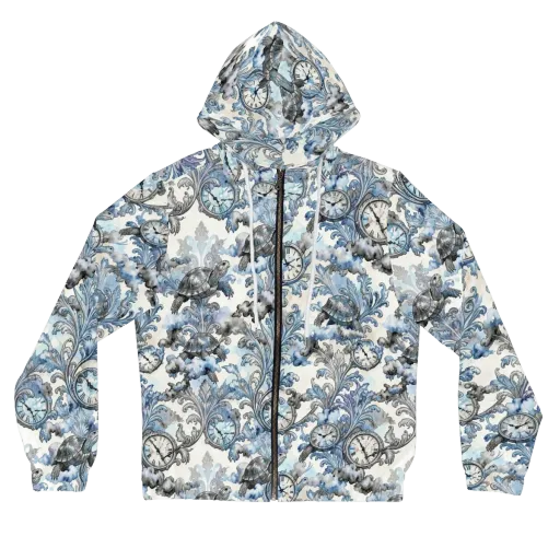 Tortoise Timepiece on a Women's Full-Zip Hoodie