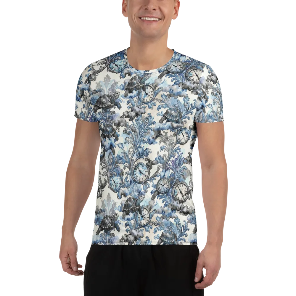 Tortoise Timepiece on Men's Athletic T-Shirt — Front