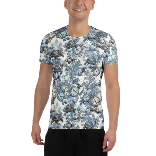 Tortoise Timepiece on a Men's Athletic T-Shirt