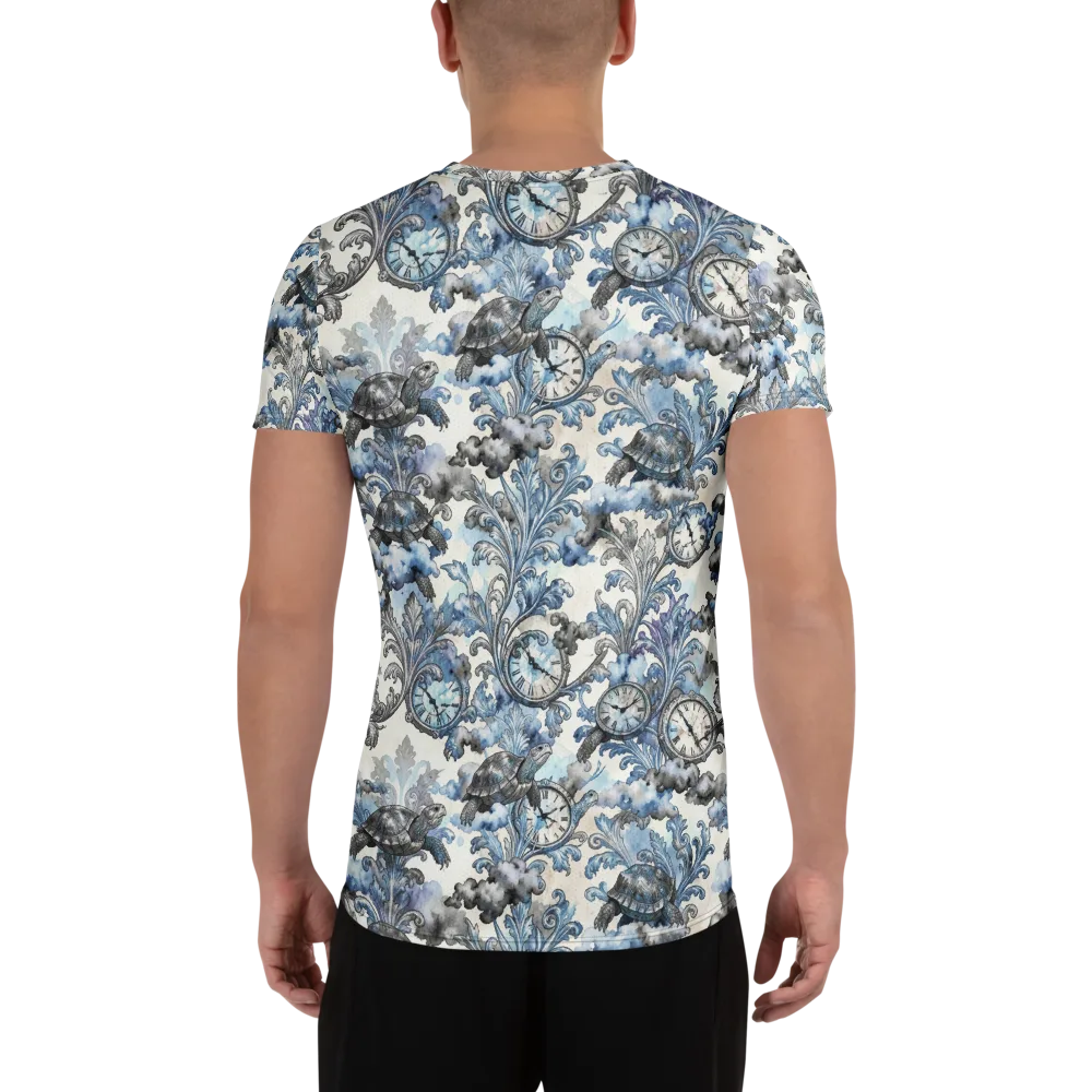 Tortoise Timepiece on Men's Athletic T-Shirt — Back