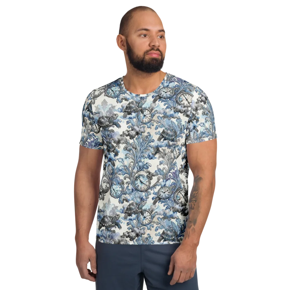 Tortoise Timepiece on Men's Athletic T-Shirt — Front