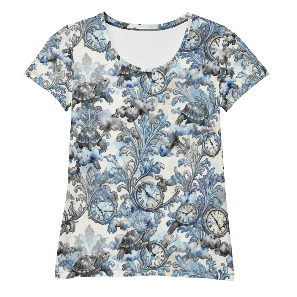 Tortoise Timepiece on Women's Athletic T-Shirt — Front