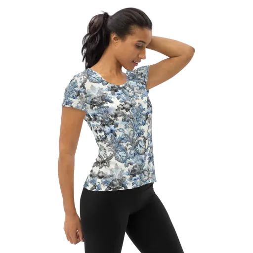 Tortoise Timepiece on a Women's Athletic T-Shirt