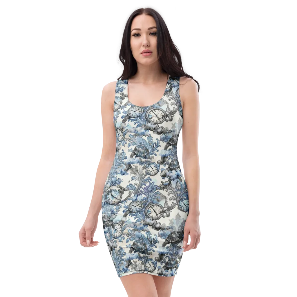 Tortoise Timepiece on Bodycon Dress — Front
