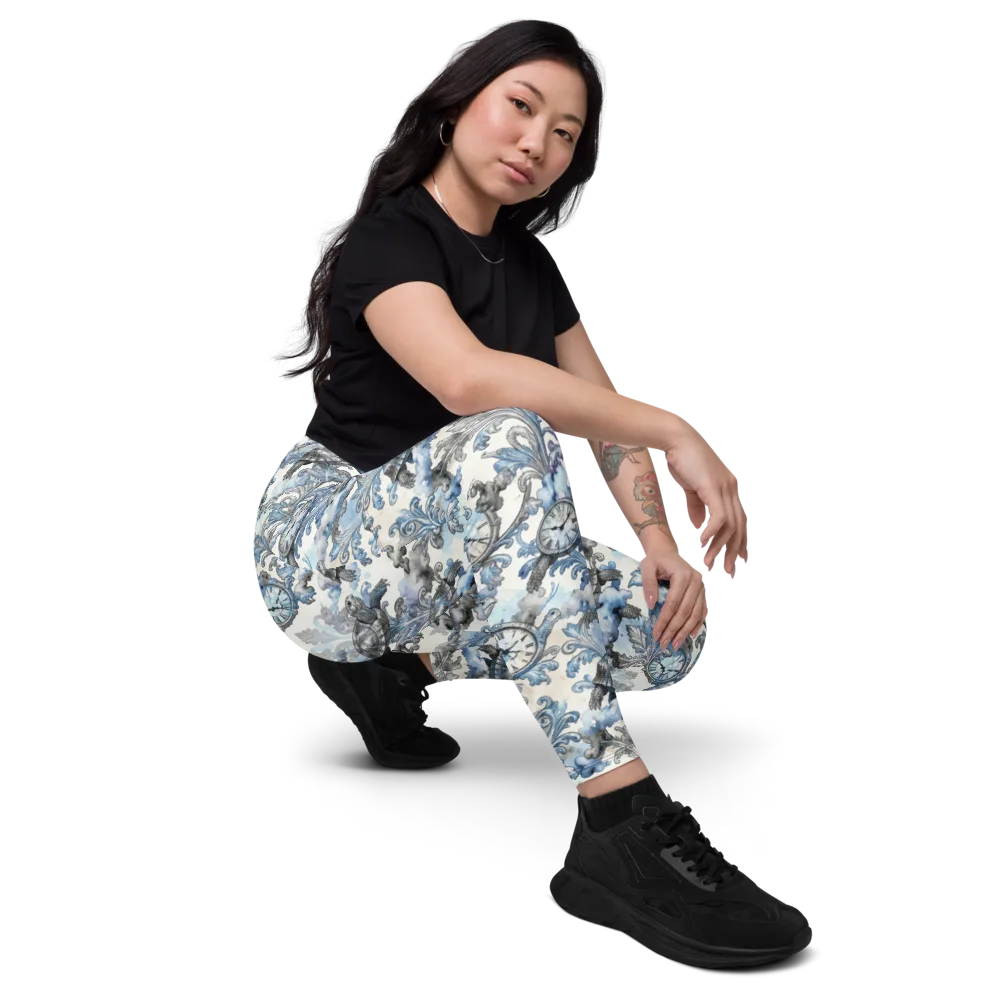 Tortoise Timepiece on Leggings with Pockets — Right Front