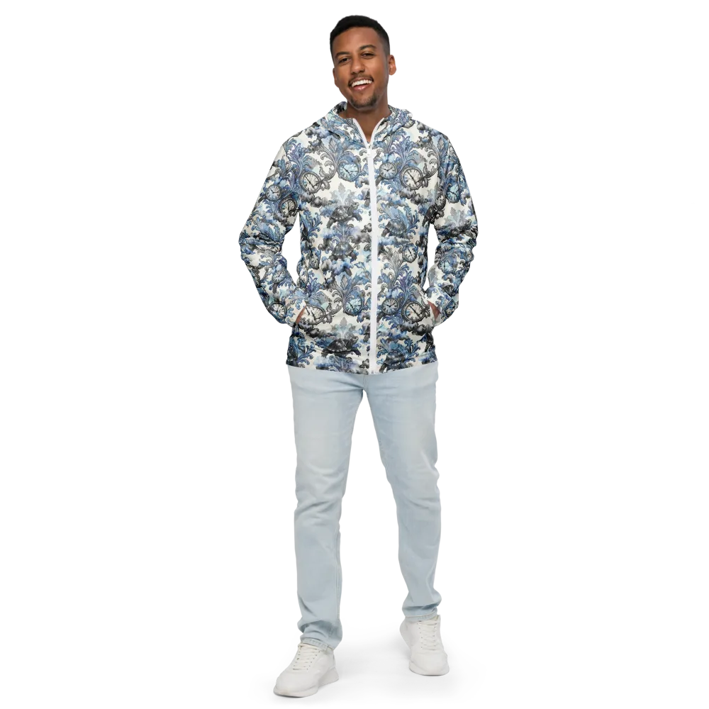 Tortoise Timepiece on Men's Windbreaker — Front