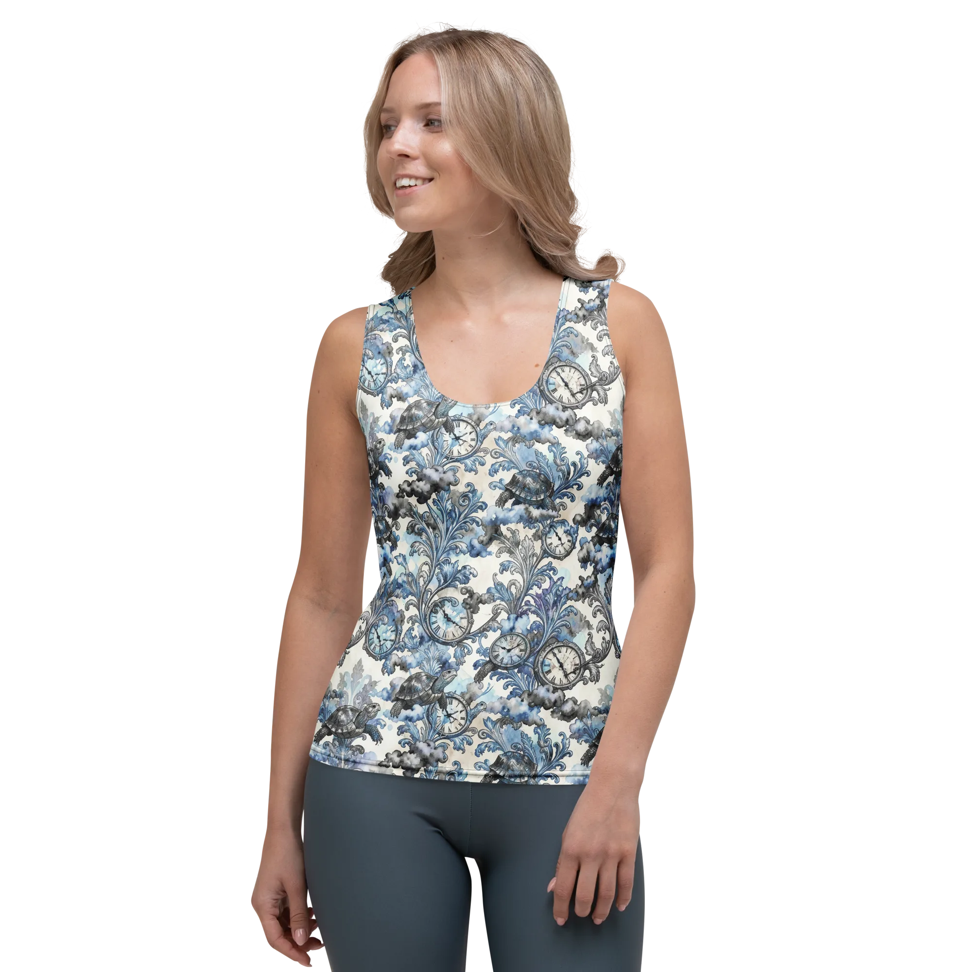 Tortoise Timepiece on Women's Tank Top — Front