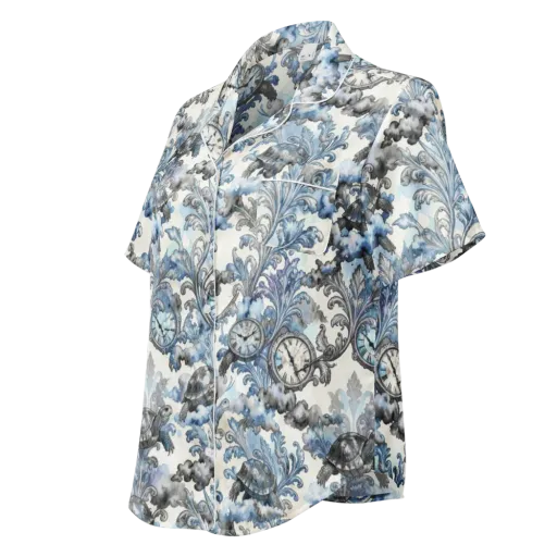 Tortoise Timepiece on a Women's Short Sleeve Pajama Top