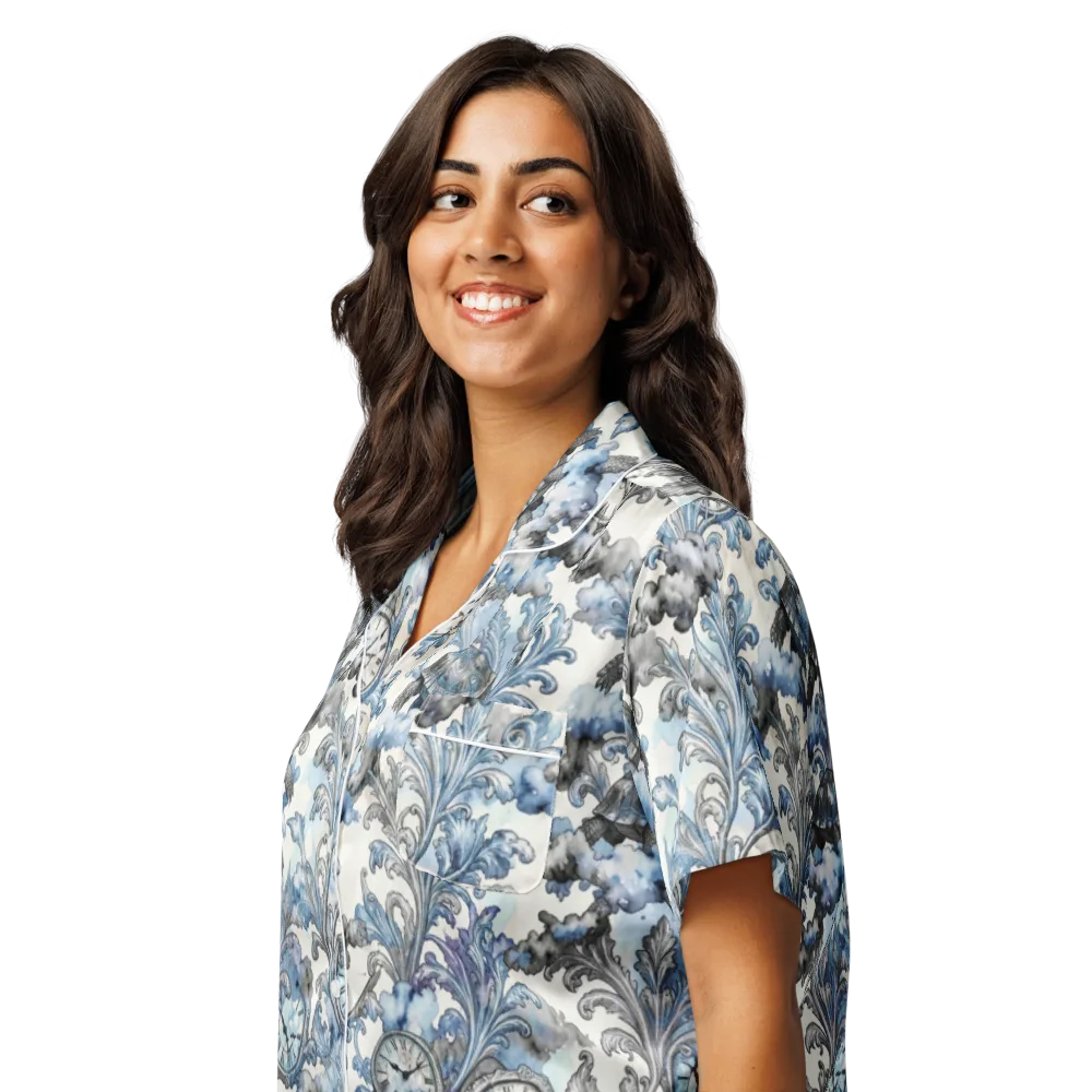Tortoise Timepiece on Women's Short Sleeve Pajama Top — Left Front