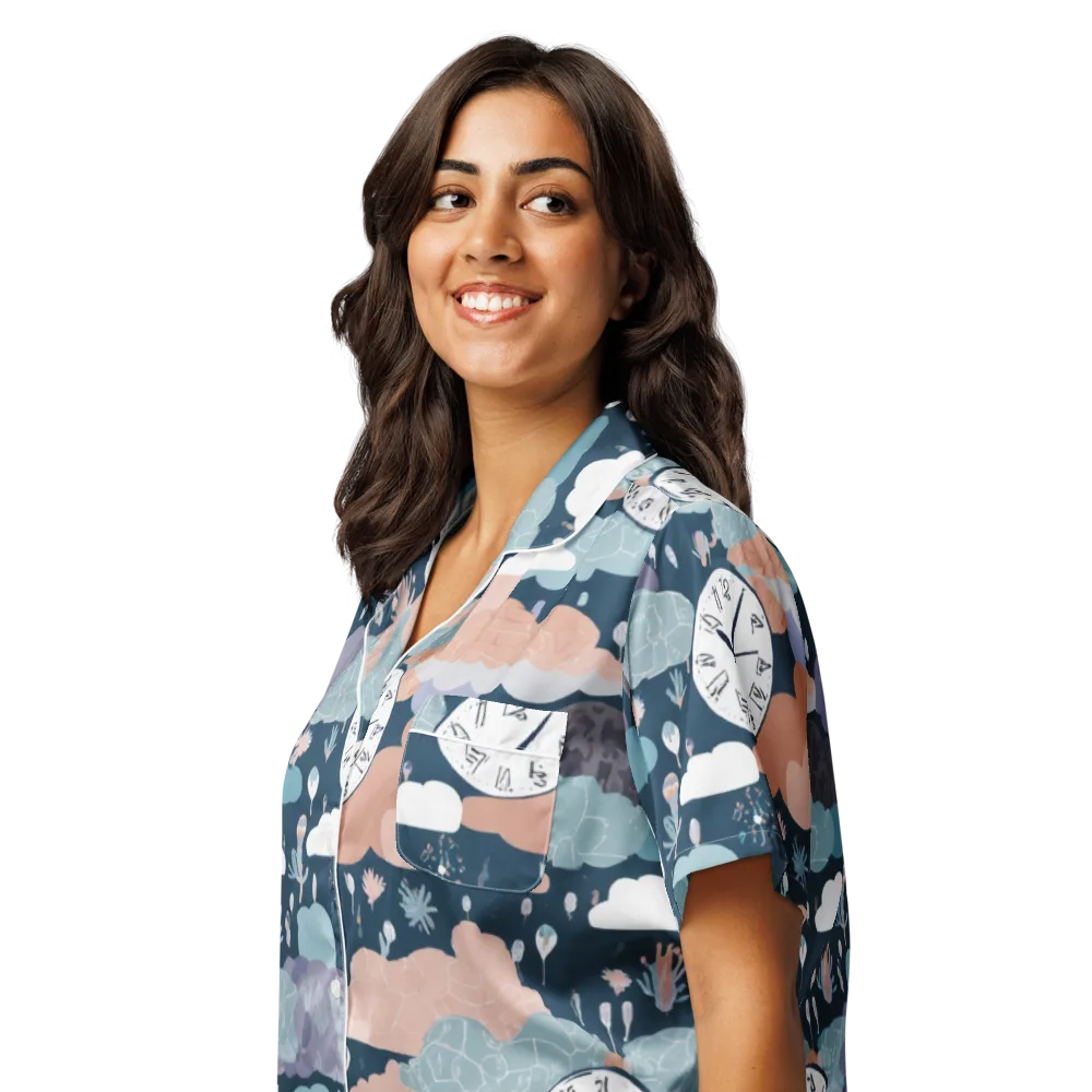 Dreamtime Almanac on Women's Short Sleeve Pajama Top — Left Front