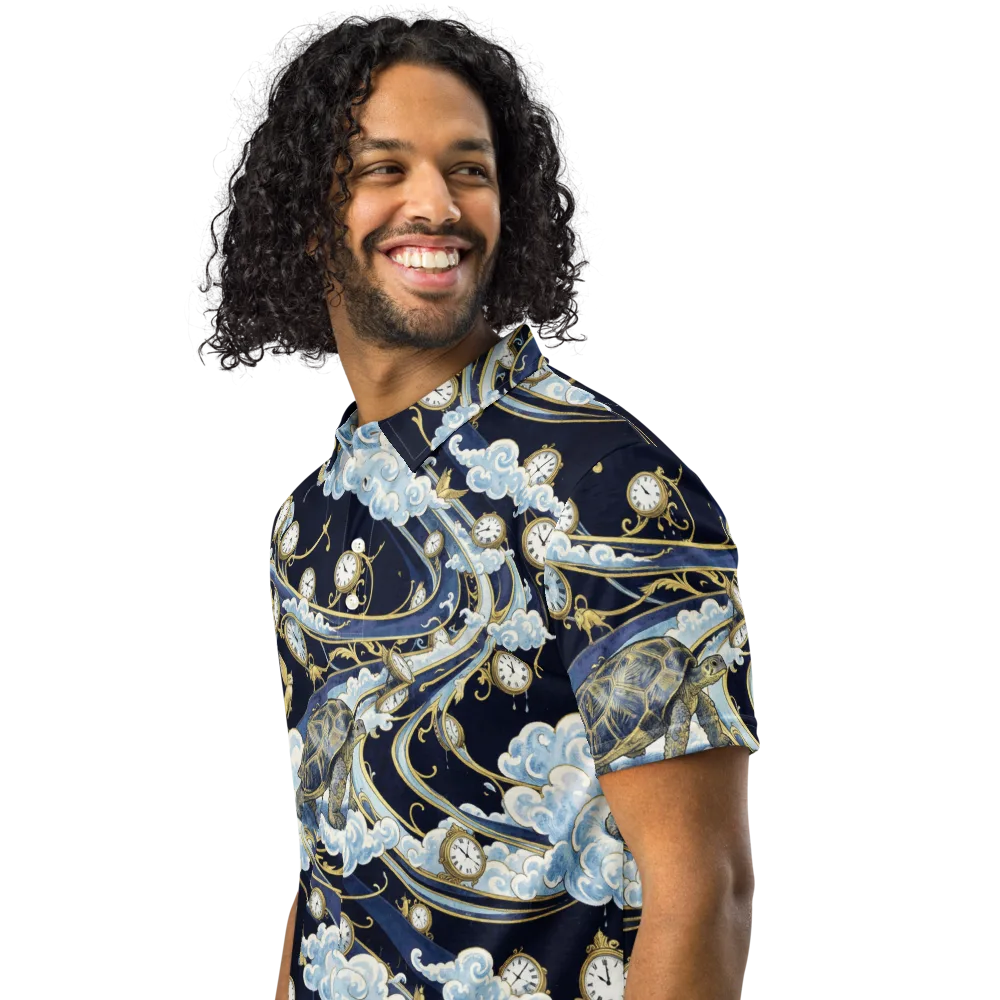 Celestial Slowtime on Men's Slim Fit Polo Shirt — Left Front