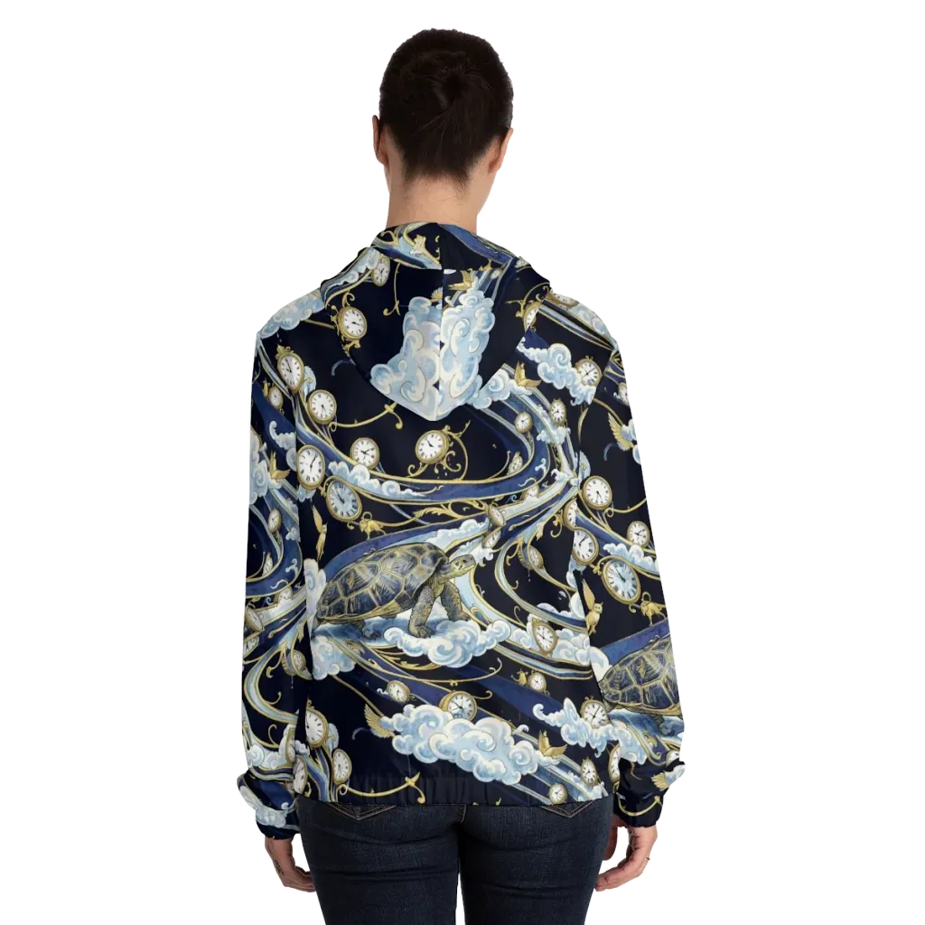 Celestial Slowtime on Women's Full-Zip Hoodie — Back On Person