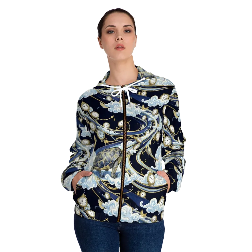 Celestial Slowtime on Women's Full-Zip Hoodie — Front On Person
