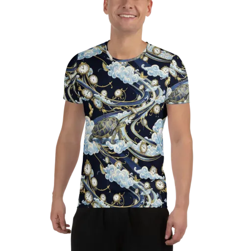 Celestial Slowtime on a Men's Athletic T-Shirt