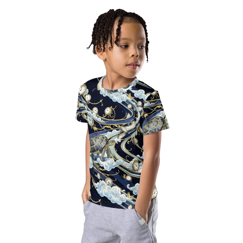 Celestial Slowtime on Kids Crew Neck T-Shirt — Left Front