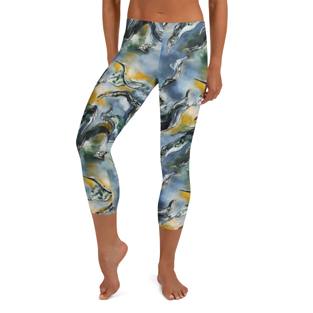Whale Song on Capri Leggings — Front