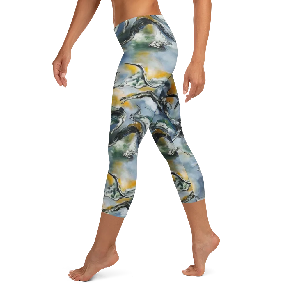Whale Song on Capri Leggings — Left