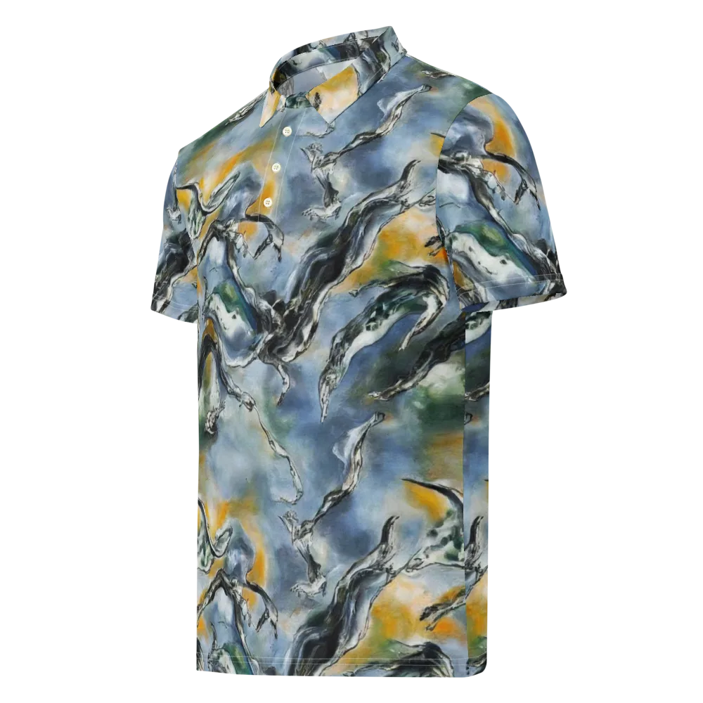 Whale Song on Men's Slim Fit Polo Shirt — Left Front